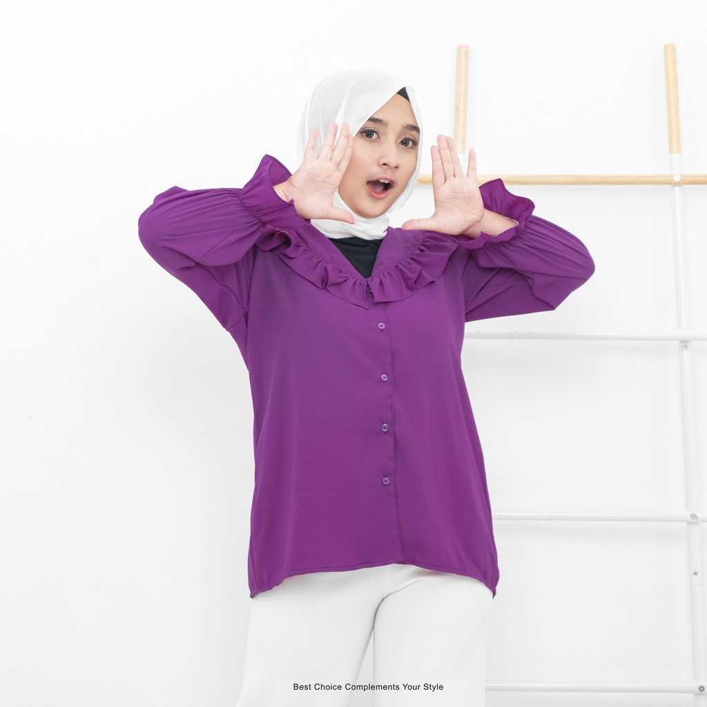 Kimola Shirt Kemeja Basic Atasan Wanita Shirt Polos by Mahyra