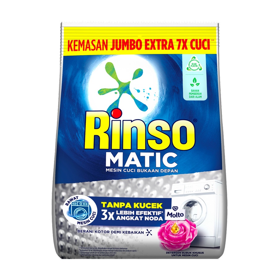 DETERJEN BUBUK RINSO MATIC MESIN CUCI BUKAAN DEPAN 1.8KG LAUNDRY DETERGENT