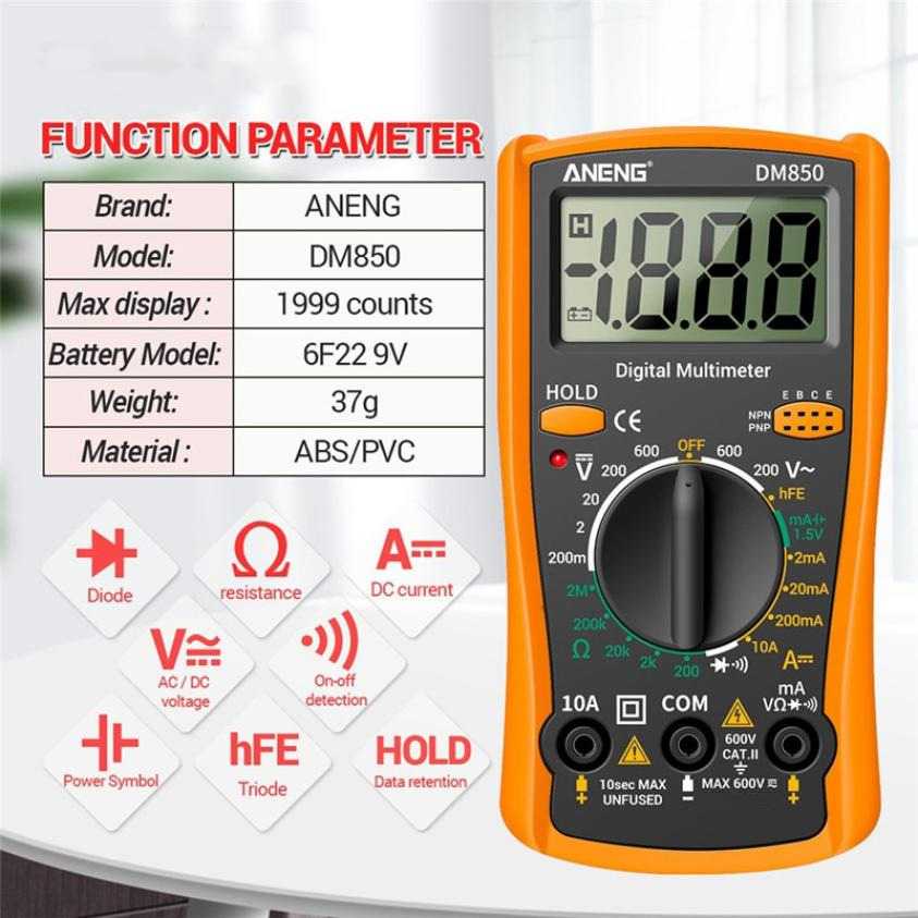 Digital Multimeter ANENG DM850 AC/DC Voltage Tester Arus Mini Portable