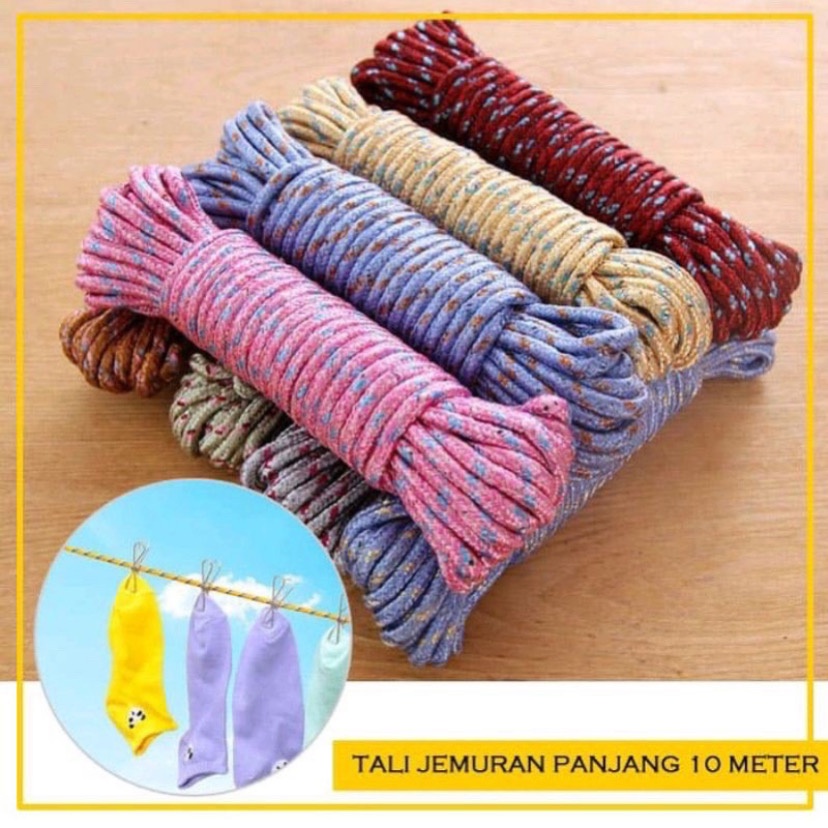 ( BISA COD ) PROMO TALI JEMURAN ANTI SLIP 10 METER / TALI TAMBANG 10 METER / TALI JEMURAN BAJU KUAT / TALI JEMURAN NILON