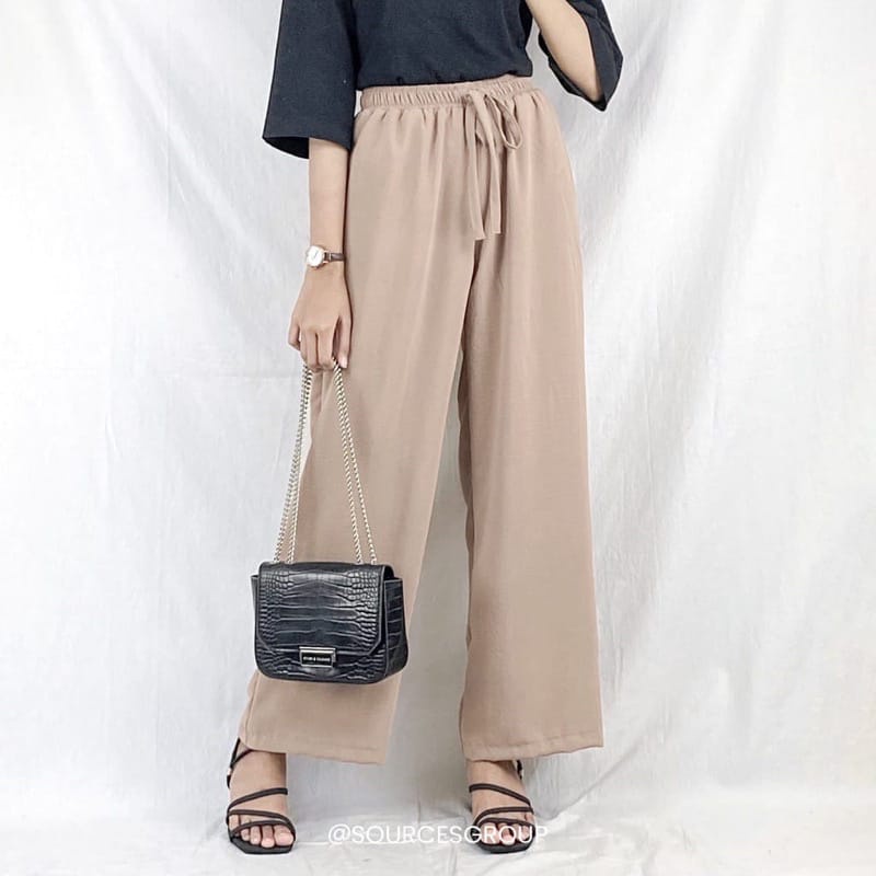 Celana kulot crinkle bahan crinkle airflow premium // Celana Wanita Kulot Reborn Pants Panjang Model Tali serut Besar Highwaist Terbaru 2022 Korea Kekinian Bahan crinkle airflow Cod - Celana Kulot Panjang Reborn ( HARGA PROMO )