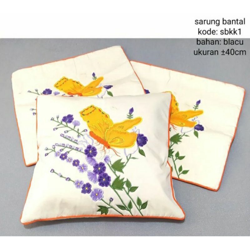 Sarung Bantal Sofa 40x40 cm Bordir Aplikasi Pillow Case Cushion Cover