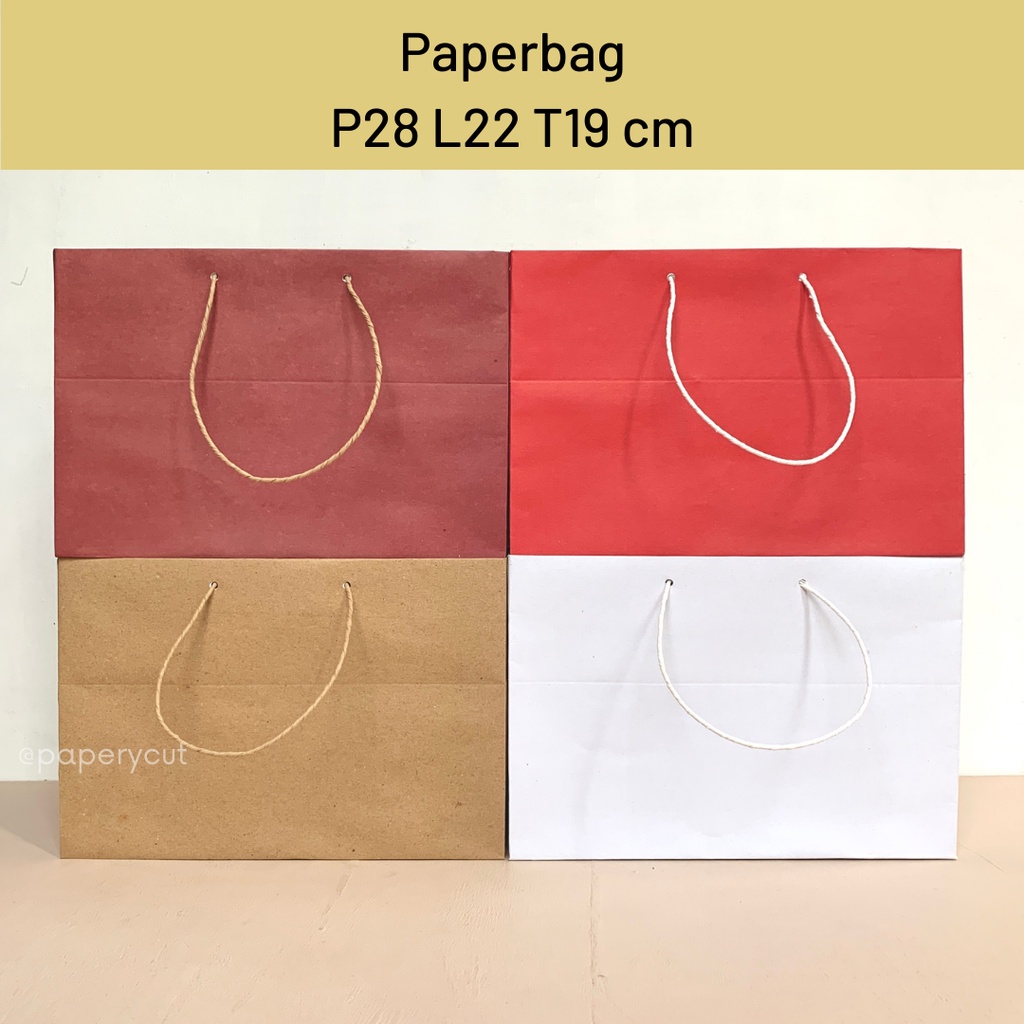 

Paperbag Tas Kertas Kraft Warna Polos Goodie Bag 28 x 22 x 19 cm
