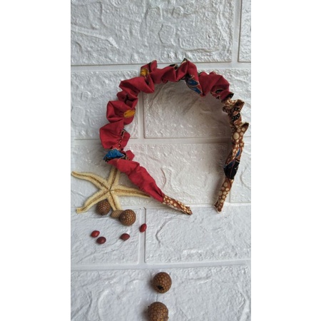 terbarubandana batik merah/bando batik scrunchies scarf kain perca