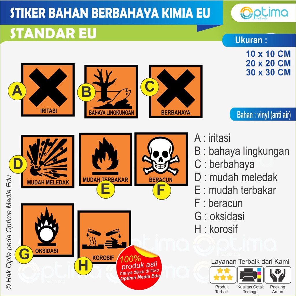 

STIKER LABEL SIMBOL BAHAN BERBAHAYA KIMIA -- STANDAR EU