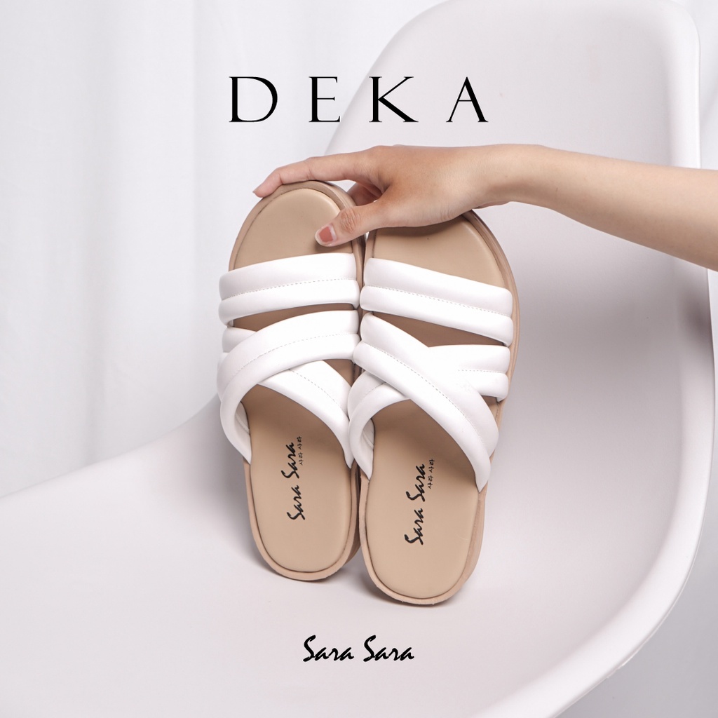 Sara Sara DEKA Sandal wedges wanita casual sendal cewek ban dua silang kulit kekinian