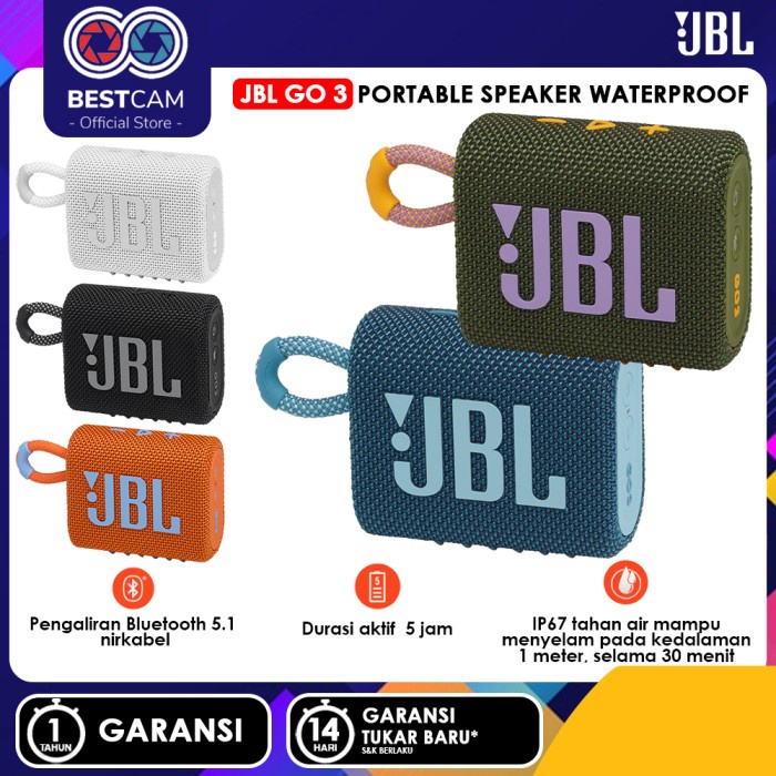 DISKON JBL Go 3 Portable Speaker Bluetooth Waterproof Dustproof GO3 ORI ORA167