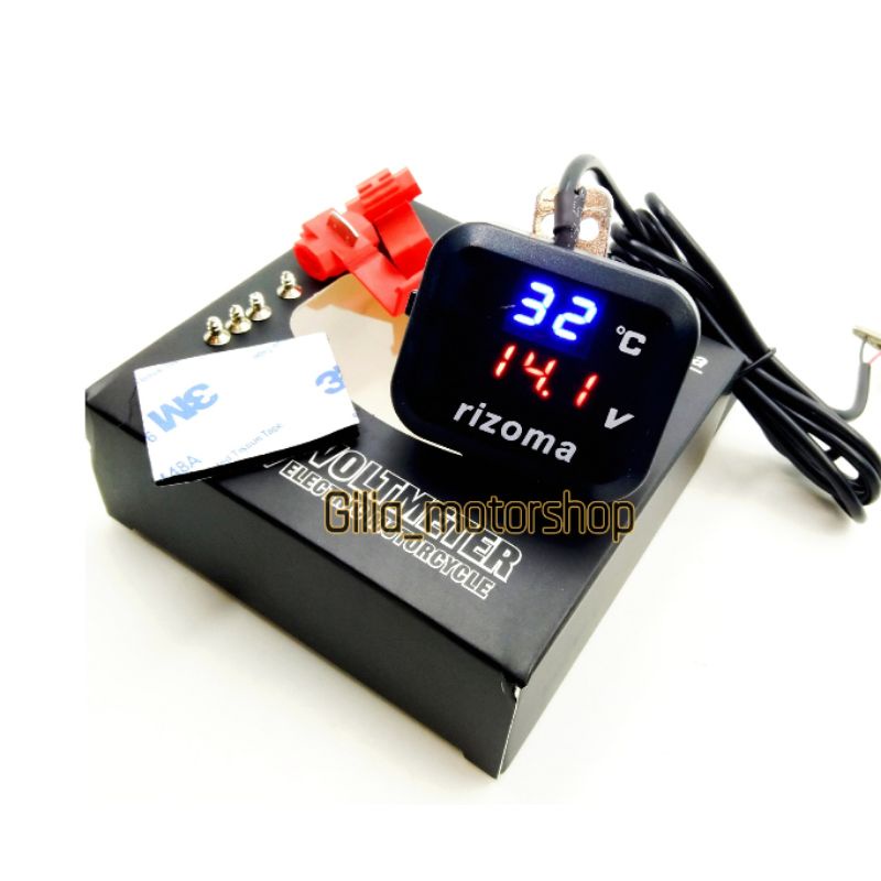 Digital Voltmeter Suhu +USB kotak Rizoma LED 2 in 1 tampilan sekaligus Accessories Motor Universal