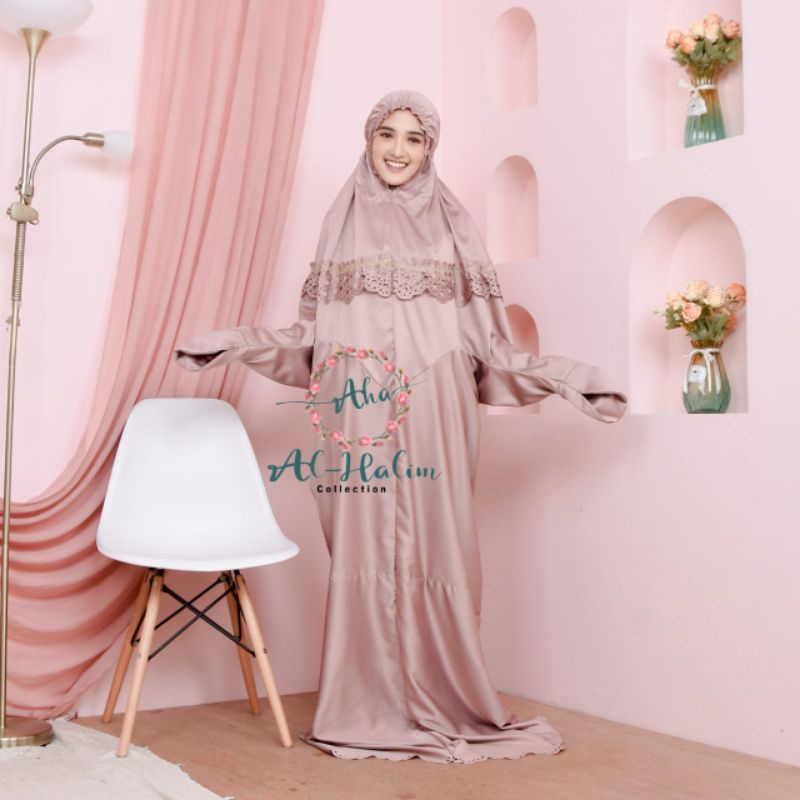 Mukena terusan dewasa jumbo adem sutra Velvet renda lasercut mewah  terbaru 2022 harga murah