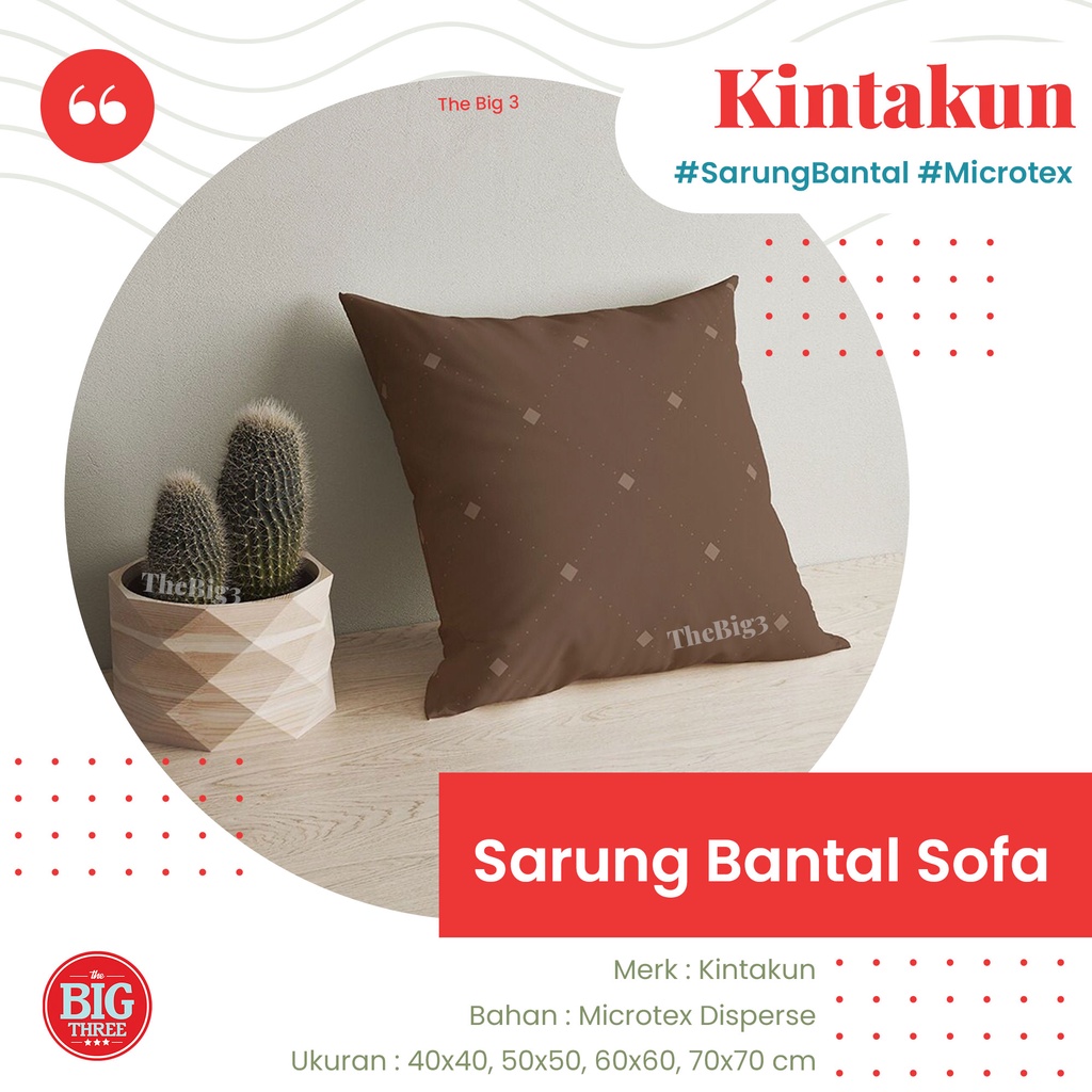 Kintakun Home Sarung Bantal Sofa 40x40 / 50x50 / 60x60 / 70x70 - Anchor Choco Limar Berry Dante Dark Brown Canyon Clay Serenity Pink Icing Hexapik Cloudstar TBT