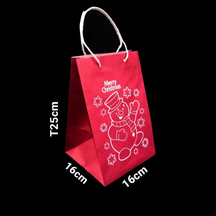 

( 5 Pcs ) Paperbag Natal Merah Muat 3 Toples 500 Gr Goodie Bag Hampers Christmas Tas Jinjing Box Bolu Brownies Size 16x16x25 cm