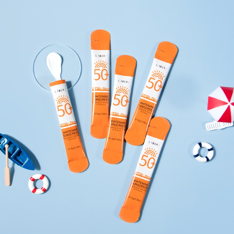 LAIKOU Sunscreen Mencerahkan Wajah SPF50 PA+++ Sunscreen Tubuh Tahan Lama 8g