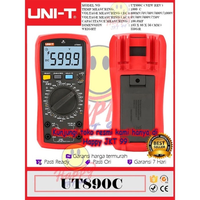 AVOMETER DIGITAL UNI-T TYPE MULTITESTER UT890C UT 890 C UT890 890C