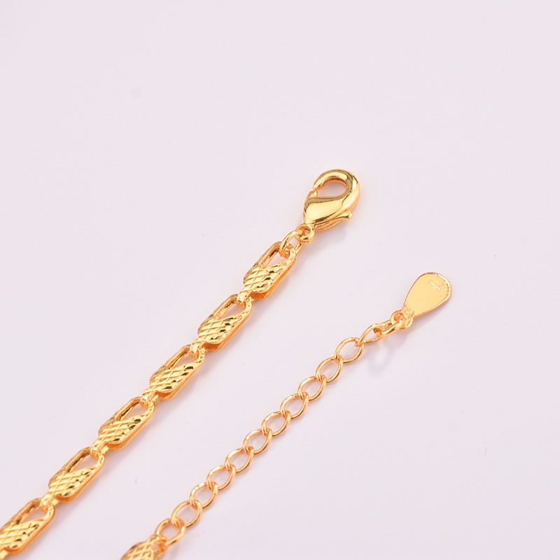 Gelang Desain Bunga Geometris Lapis Emas Emas Asli Kadar 375Gaya Bangkok Untuk Wanita