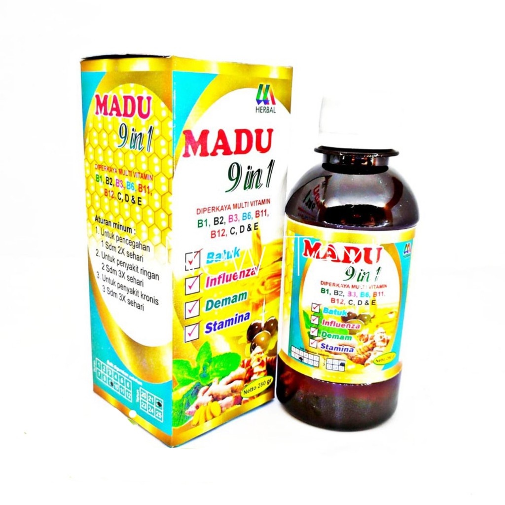 

Madu Batuk 9 in 1 Isi 280 gr | Influenza,Demam,Stamina / HERBAL - MADU 9IN1 - Madu Batuk