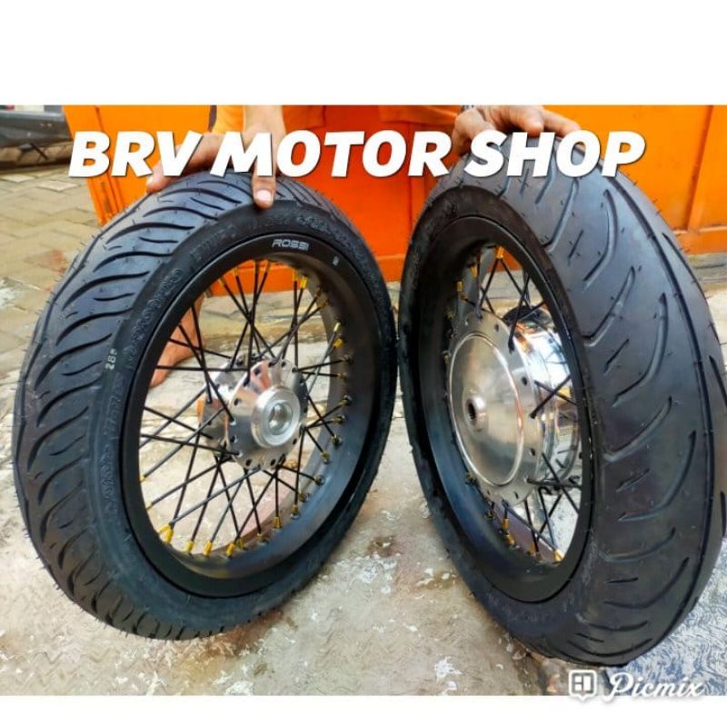 Paket Velg Jari Vario Beat Mio Scoopy Spacy Dll  Tapak Lebar Ring 14 Ban Tubles