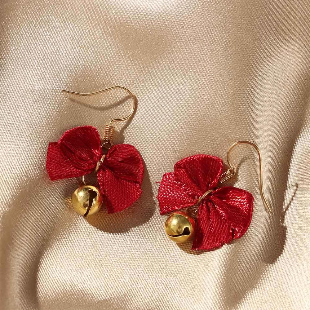 R-flower Stud Earrings Dekorasi Pesta Lonceng Busur Merah Xams