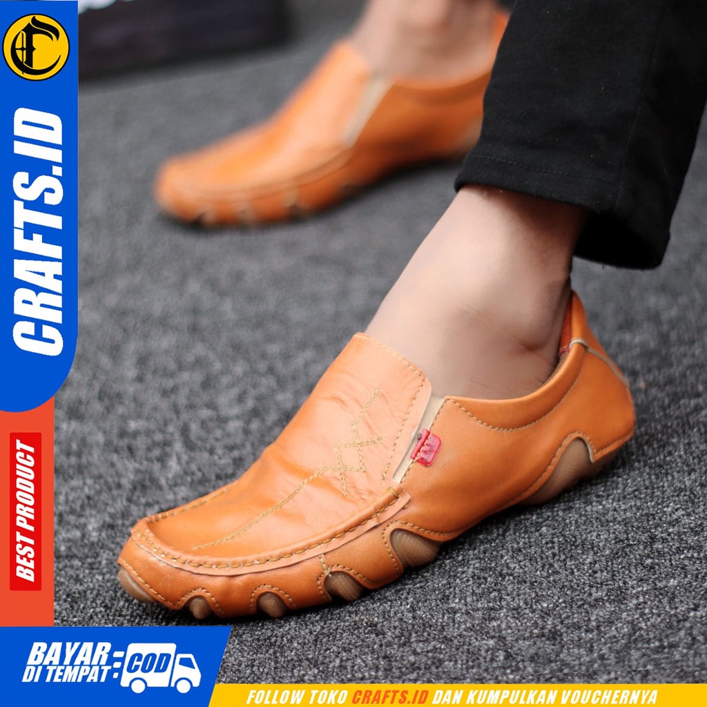 CRAFTS alien - Sepatu Pantofel Formal Kulit Asli Kerja Pria