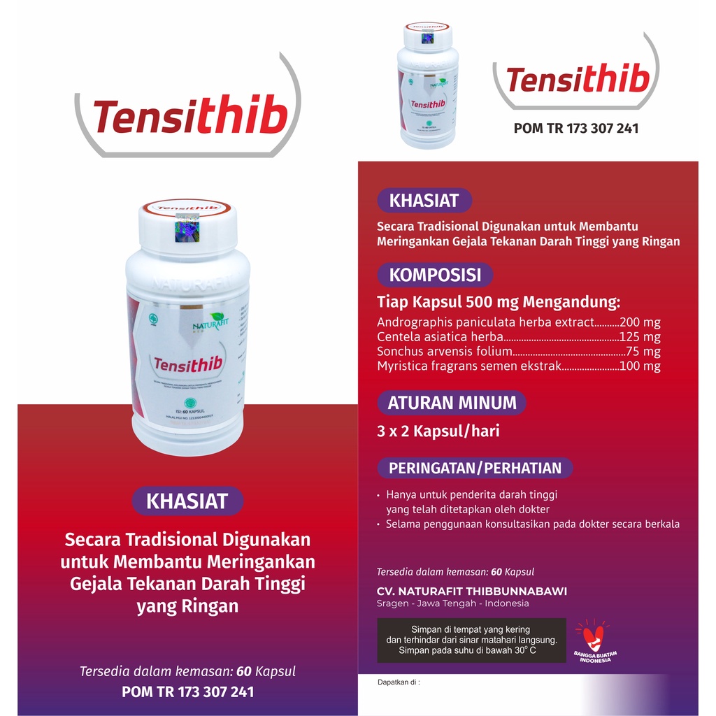 TENSITHIB Naturafit / Mengobati Stroke Darah Tinggi dan Hipertensi - Herbal BPOM