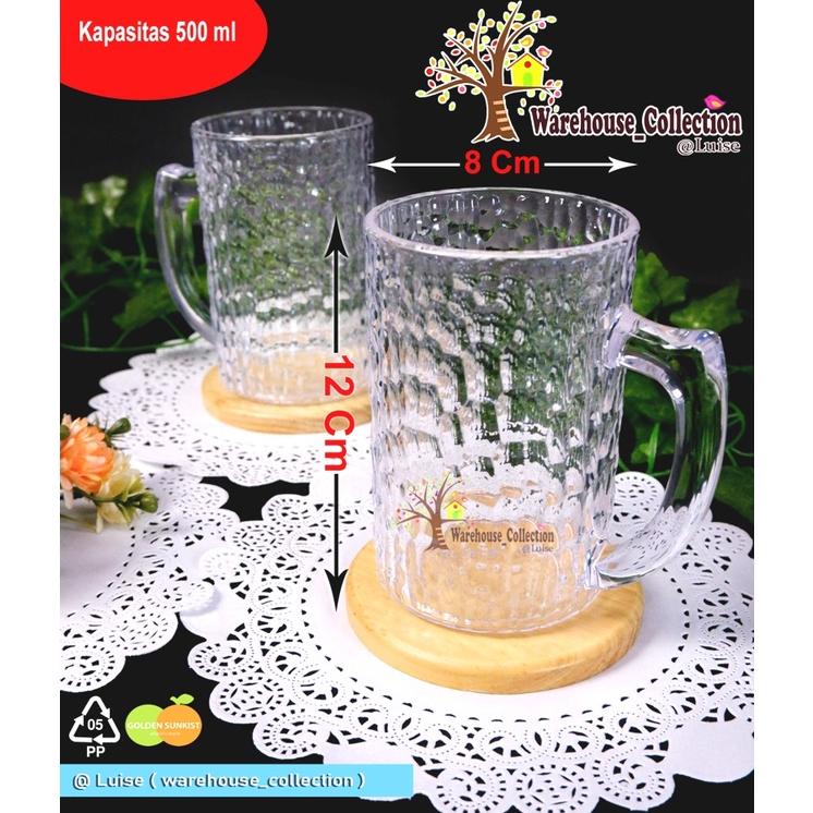 Gelas Es acrylic/akrilik bening/GELAS GAGANG TEBAL 500ml EMBOS 7059 golden sunkist