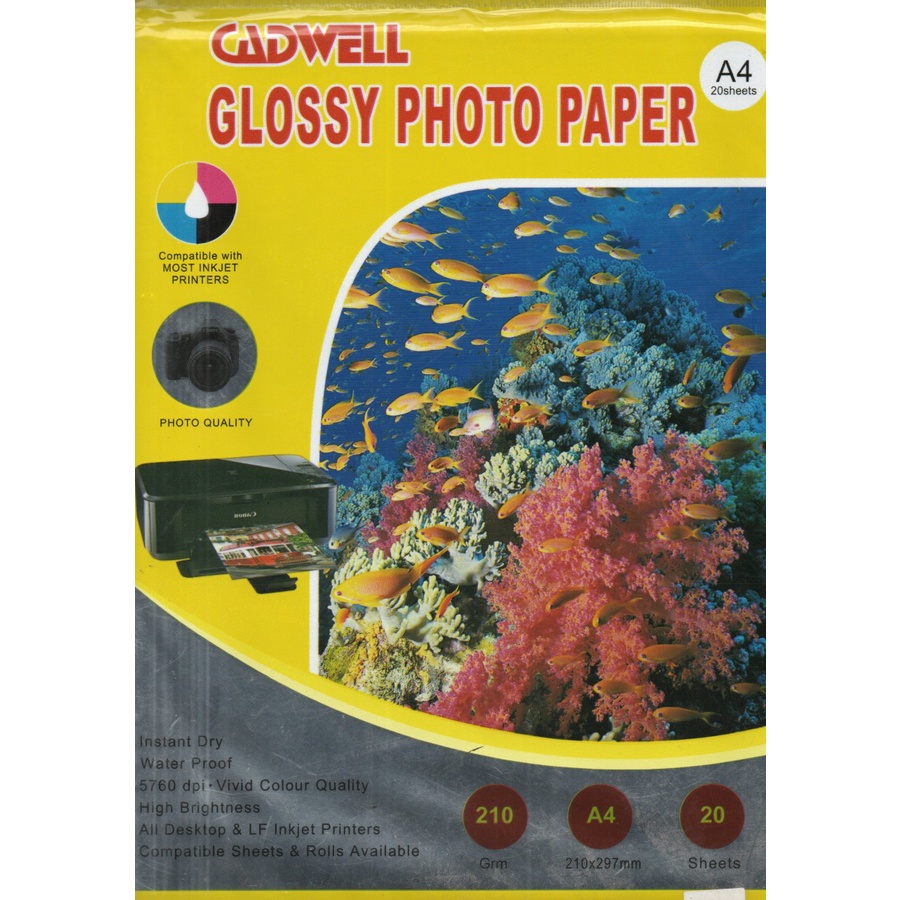 

CADWELL Premium Glossy Paper/Kertas Foto/Photo A4 210 gram (20 Sheet)