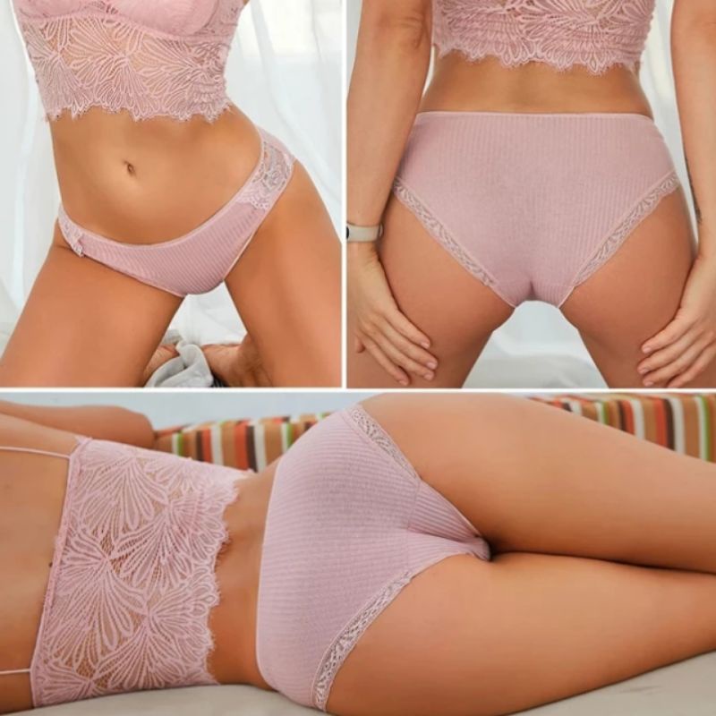 FINETOO FT41 Sexy Celana Dalam Wanita Sport Brief Model Renda Women Cotton Panty Soft