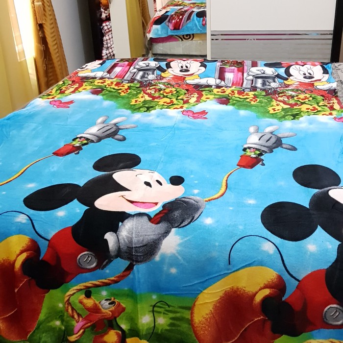 Selimut Dewasa selimut anak anak selimut anak karakter mickey mouse hijau(M2I8) Selimut Dewasa Tebal