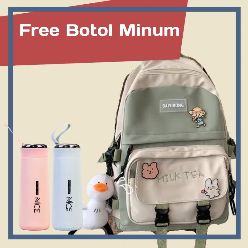 Tas Ransel Anak-Anak Tas Sekolah Wanita Tas Sekolah TK SD Tas Ransel MILK TEA