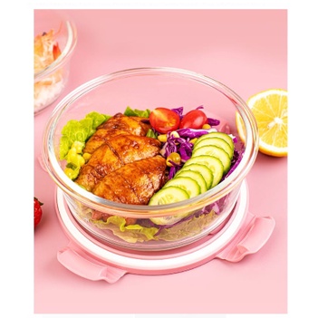 TERBARU MANGKOK KACA Dessert Soup Pudding Tutup Kaca SET Elegant  Lunch Box Food BL-4 -TERMURAH