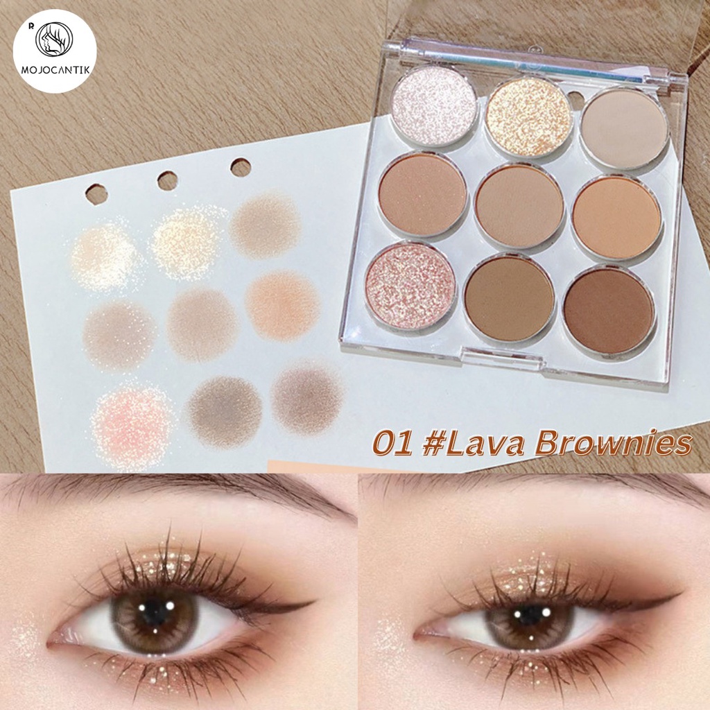 Eyeshadow Mojocantik New 9 Shades round Giltter High Pigmented Easy To Blend Long Lasting Free Kutek Music Random