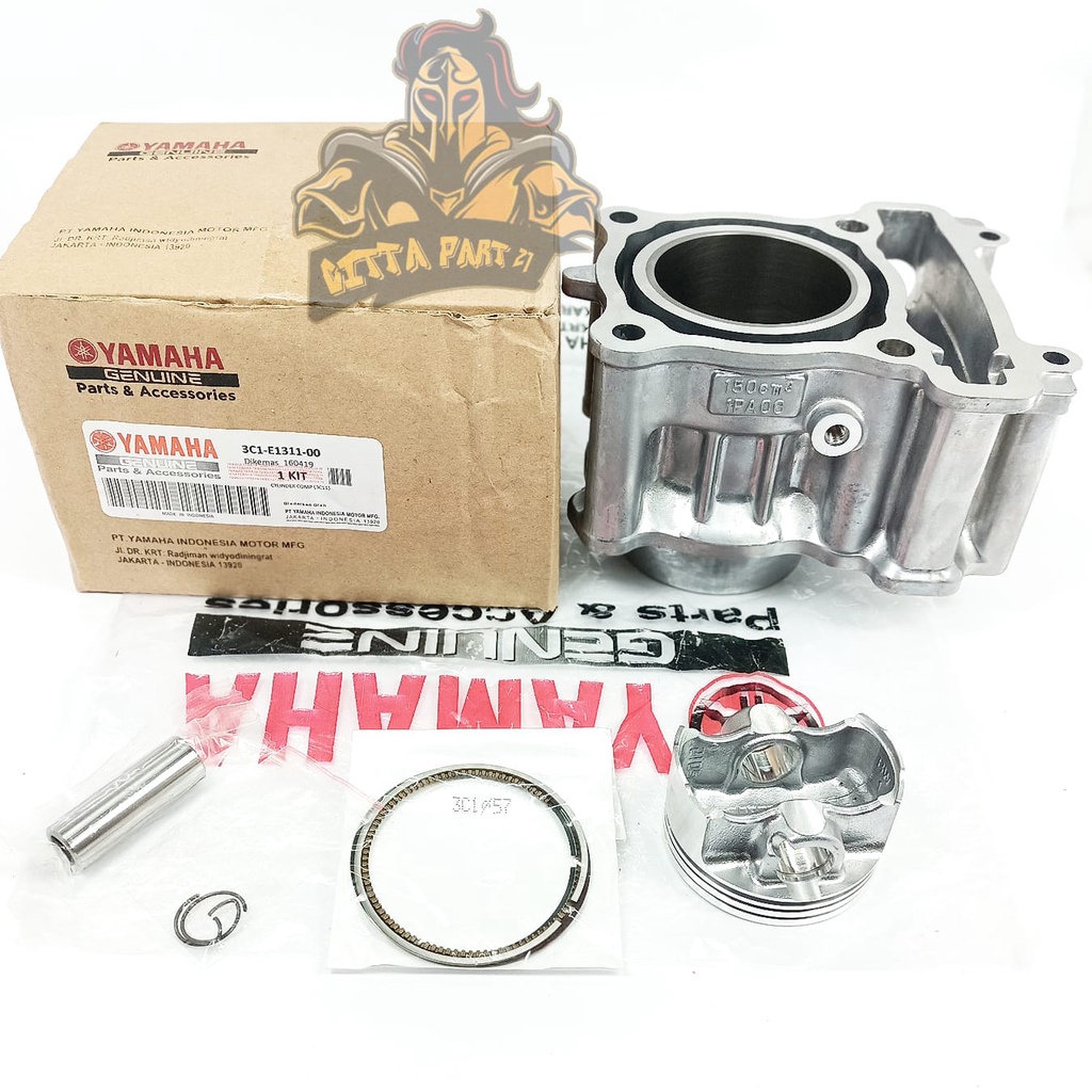 CYLINDER BLOK SEHER PISTON RING KOMPLIT YAMAHA 3C1 KUALITAS ASLI ORIGINAL YAMAHA YGP  PRESISI TINGGAL PASANG BAHAN BERKUALITAS DAN DIJAMIN AWET CILINDER VIXION NEW VIXION LAMA NVL R15 JUPITER MX 135