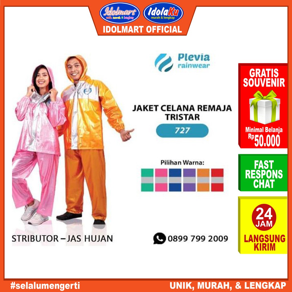 IDOLMART Plevia Jas Hujan Jaket Celana Remaja Tristar 727