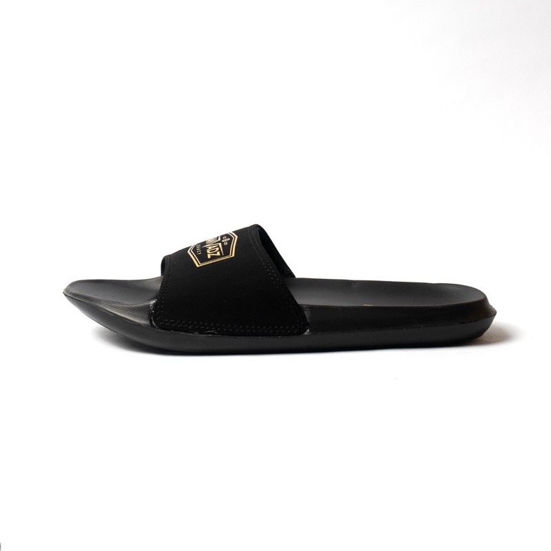 Sandal Slip On Handvadz Black Yellow Text Original