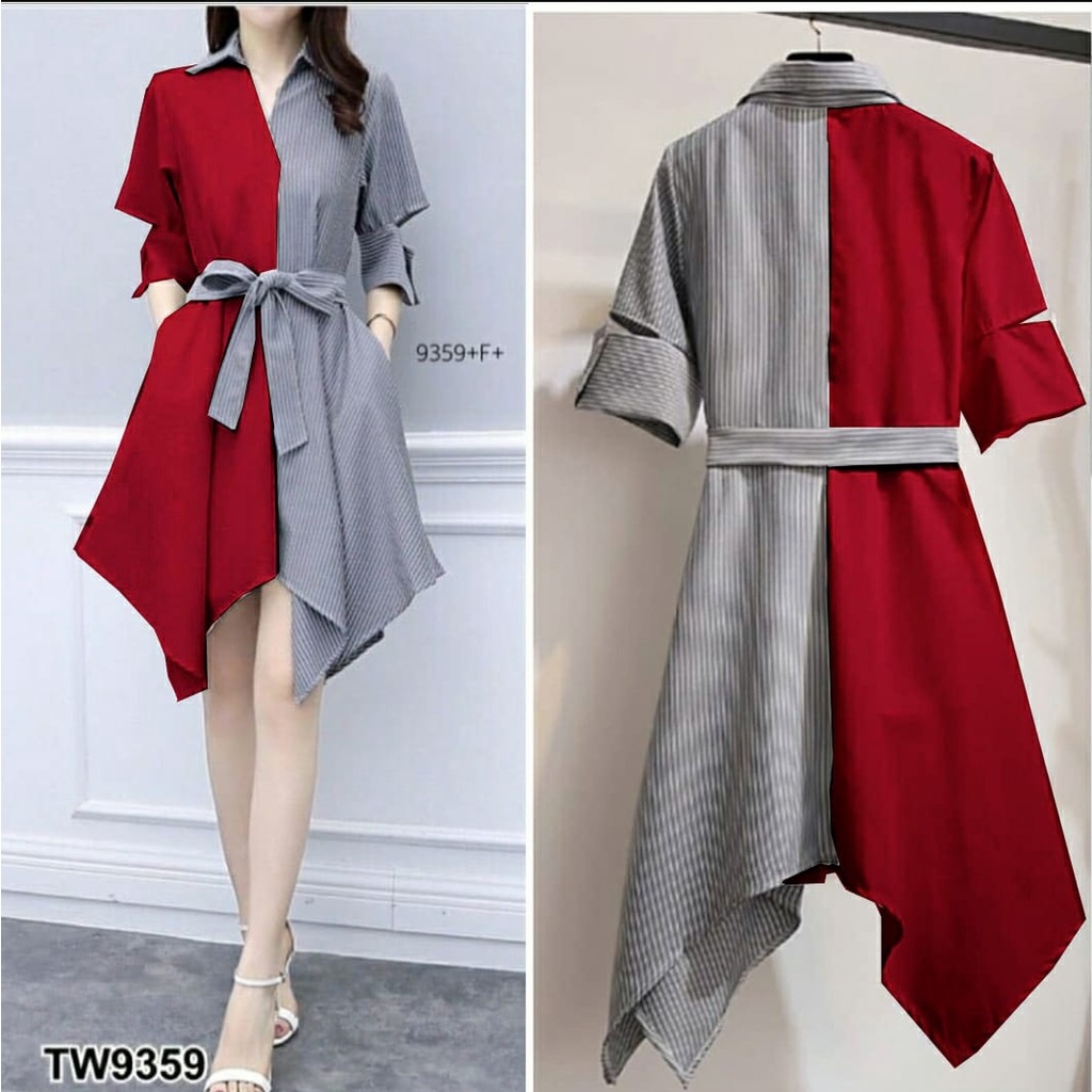 *[MCFK] Dress Laluna / Dress Wanita / Pakaian Wanita Dress / Dress Korea / Dress Salur Motif