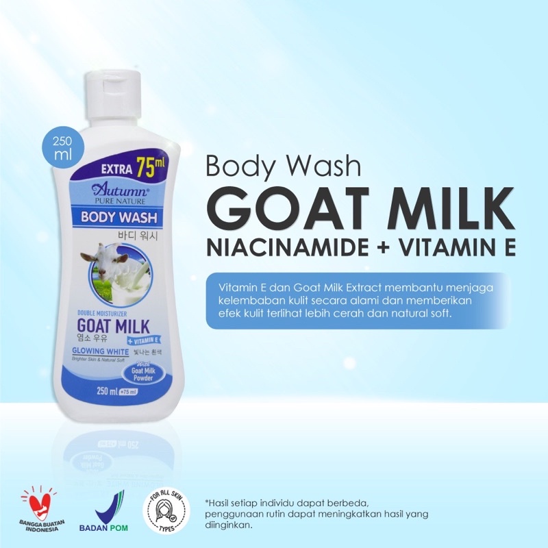 Ready Stok grosir autumn glowing white glow body wash milk 250ml