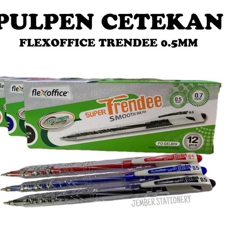

SPECIAL PRICE (12pcs) Pulpen Flexoffice Trendee 0.5mm Cetekan Hitam / Biru / Merah 3286 ㄻ
