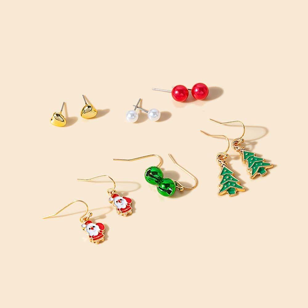 NEEDWAY Needway Anting Natal Xmas Pohon Lonceng Aksesoris Perhiasan Drop Earrings Mutiara Ear Studs