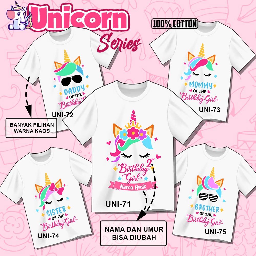 Baju Kaos ANAK DAN DEWASA KUDA UNICORN COUPLE ULANG TAHUN ULTAH (FREE NAMA)