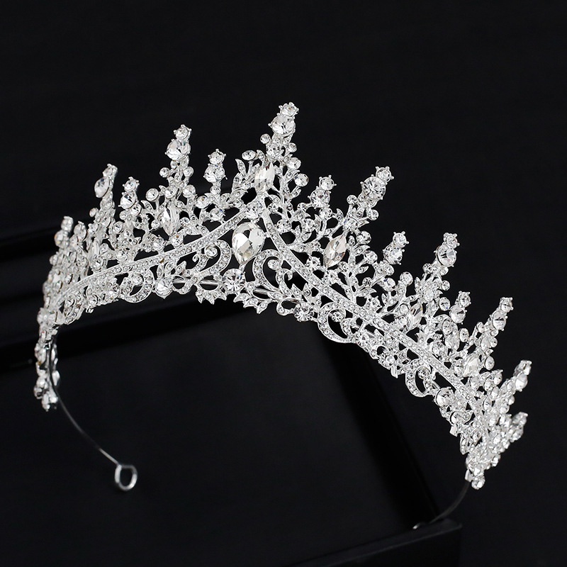 Set Perhiasan Kalung Anting Tiara Mahkota Kristal Untuk Pengantin Wanita