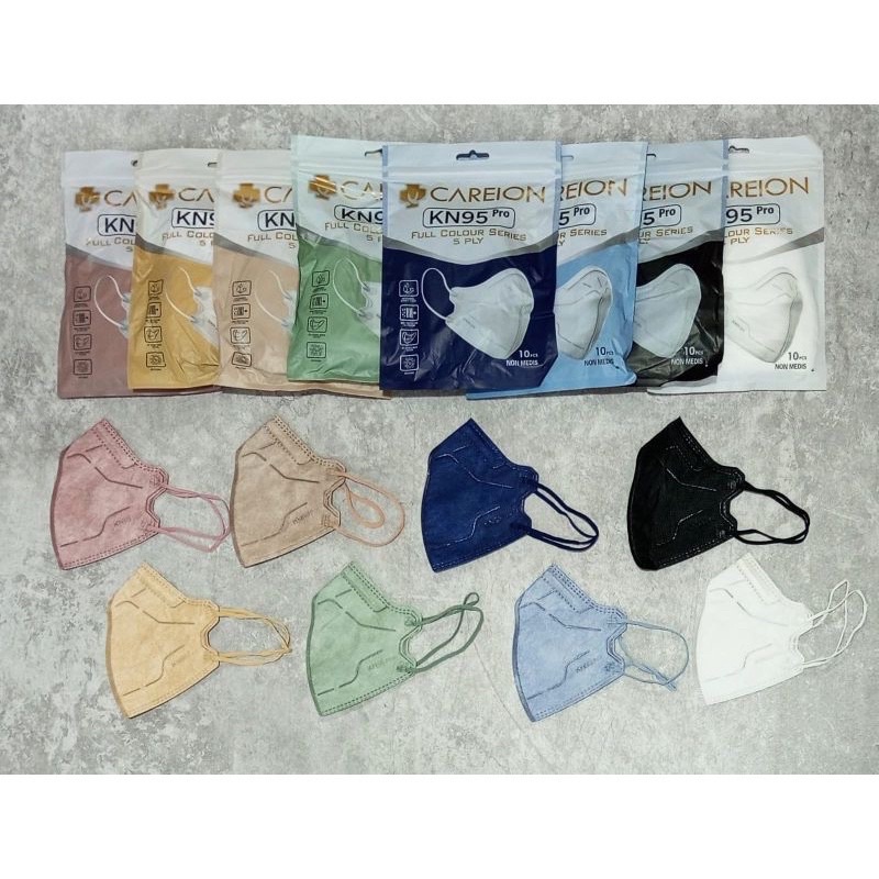 Masker KN95 Pro Careion 5ply isi 10pcs mix warna/ Masker KN95 Pro Careion Mix Warna 10pcs/ KN95 Pro 