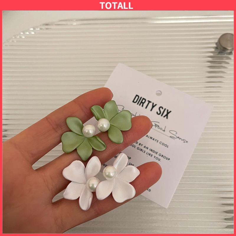 COD Kontras warna cat semprot bunga anting-anting wanita kepribadian sederhana semua-pertandingan anting-anting anting-anting S925 Super Fairy temperamen anting-anting wanita-Totall