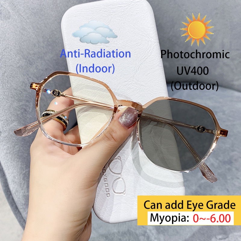 TR90 Kacamata Photochromic Anti Radiasi Minus Untuk Wanita