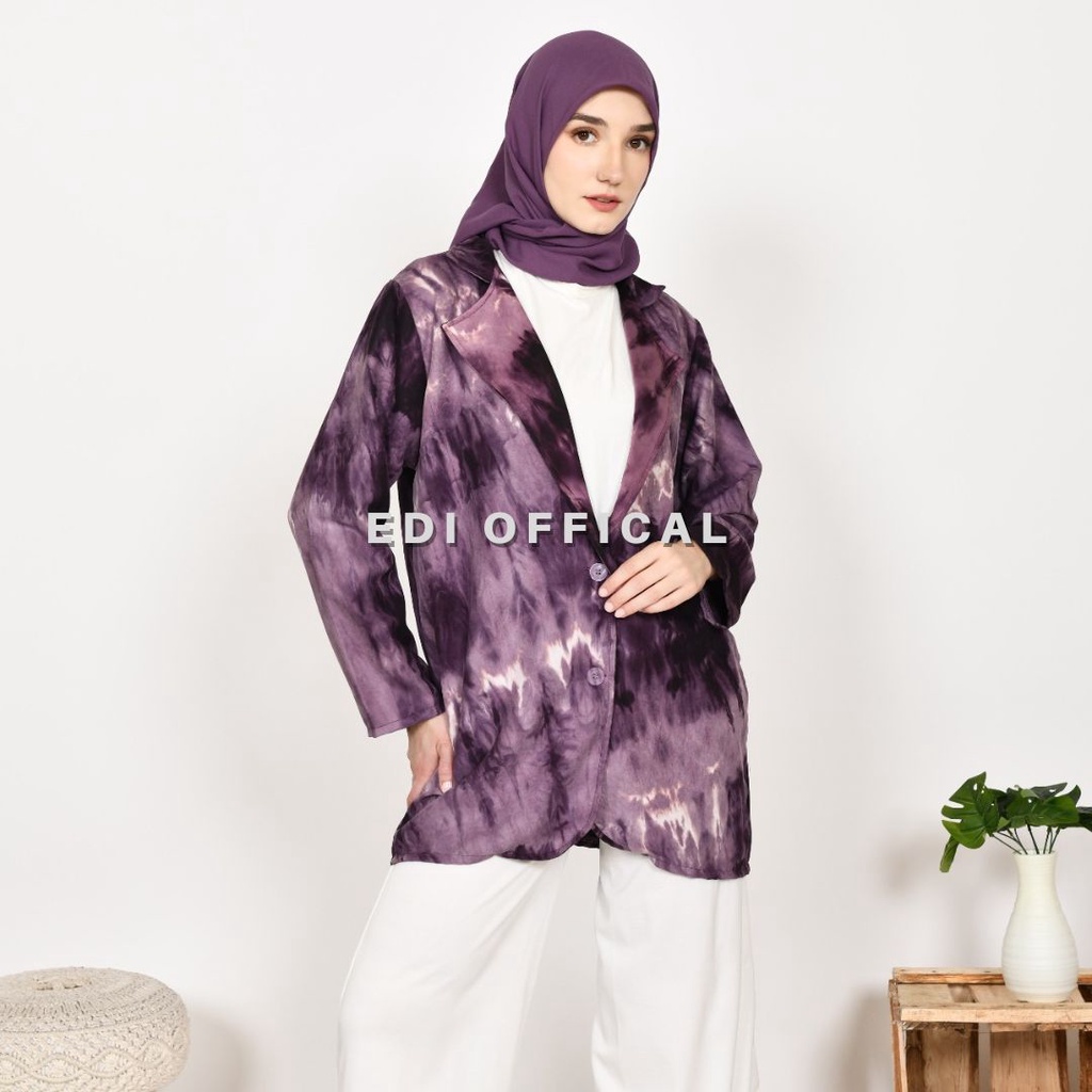 Blazer Wanita Kekinian Blazer Gaya Kasual Motif Outer Wanita Murah