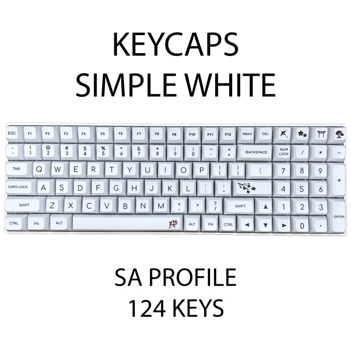 KEYCAPS PBT SIMPLE WHITE SA PROFILE MECHANICAL KEYBOARD