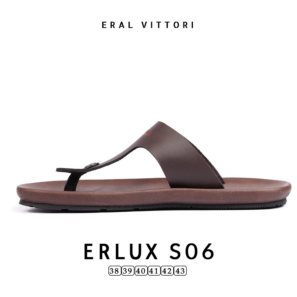 Eral Vittori - Erlux S06 Sandal Pria Kulit Harian Santai Coklat