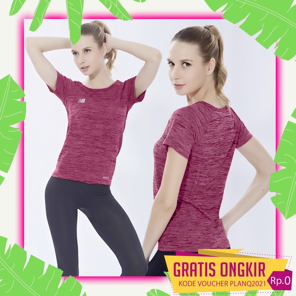 Atasan Olahraga Perempuan Baju Kaos Sport Gym Jogging Running Renang Senam Zumba Yoga aerobik Cewek 