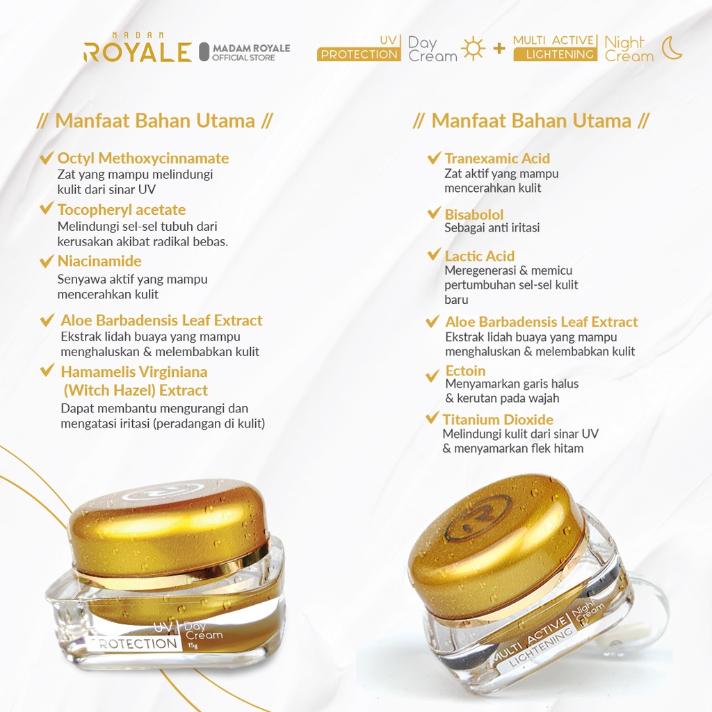 Paket Bundling Madam Royale Day Cream, Night Cream &amp; Spherical Gold Serum (Face Serum)