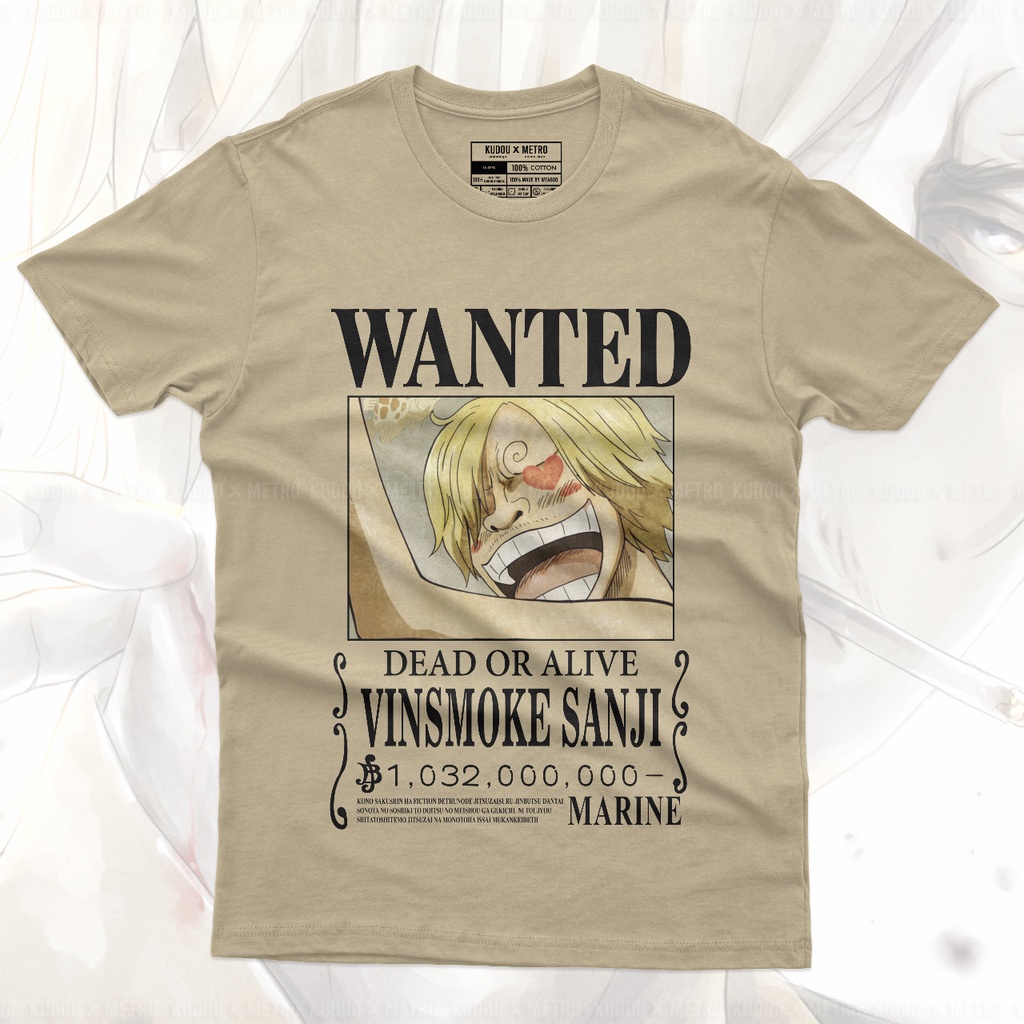 Kaos Sanji Wanted Bounty One Piece Premium Unisex