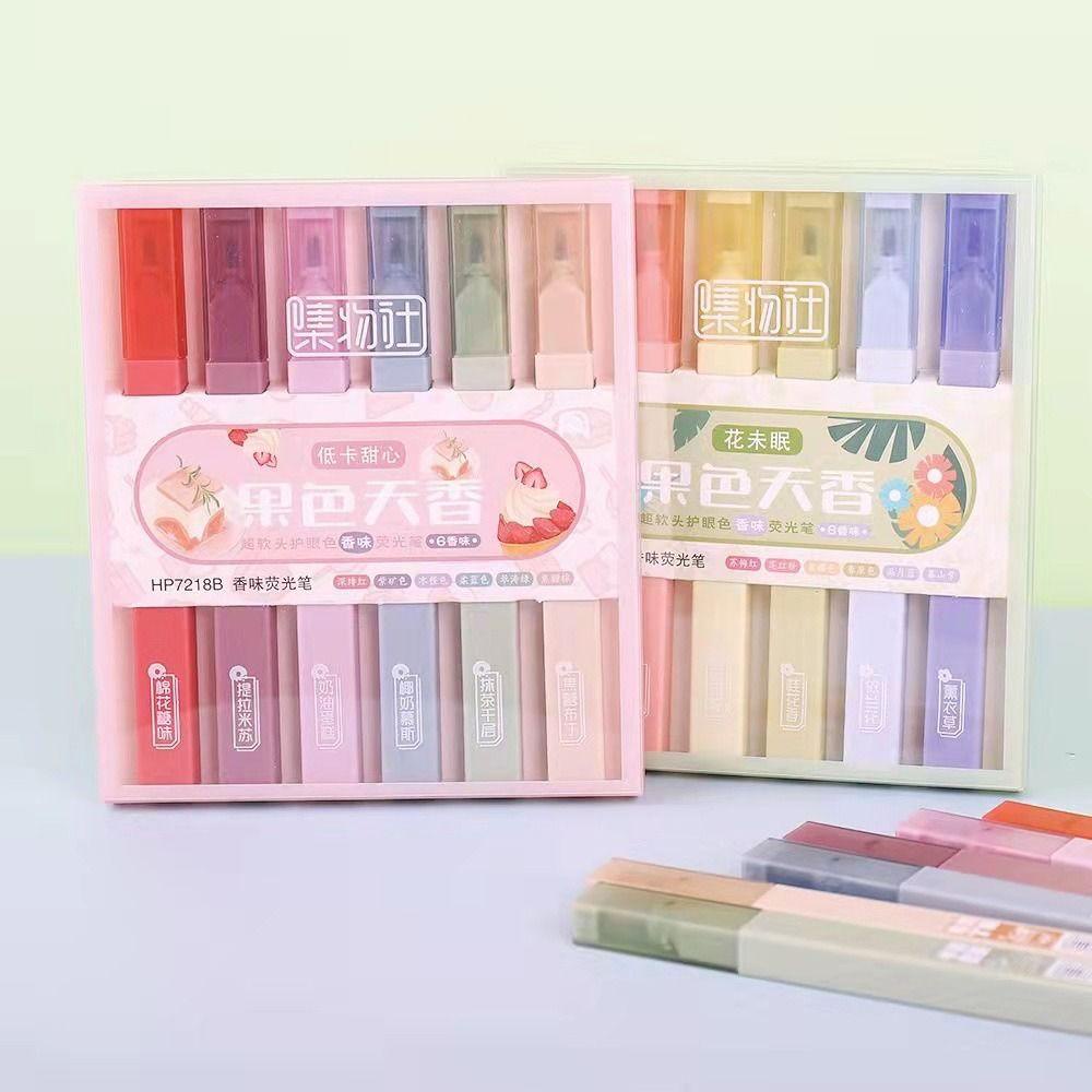 Top 6PCS/Set Stabilo Pena Set Kreatif Alat Tulis Sekolah Kantor Menggambar Graffiti Rasa Buah Pena Warna