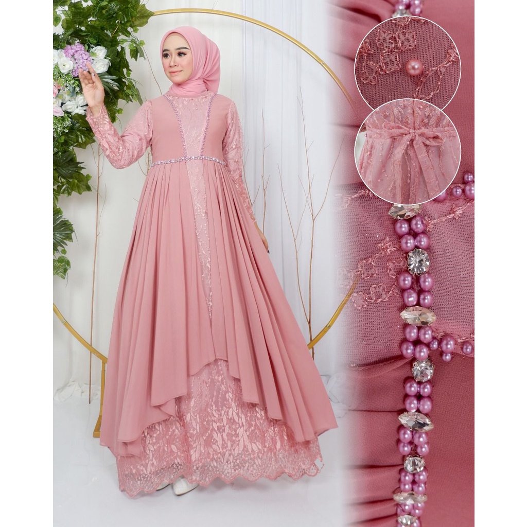 Gamis Kebaya Diana Brukat Modern / Kebaya Gamis Pesta Mewah / Gamis Bridesmaid / Gamis Modern